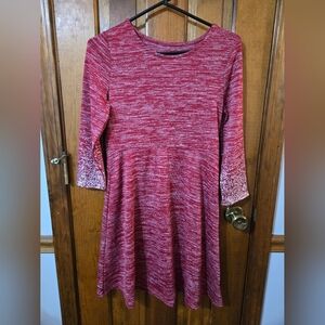 Red Knit Dress with Sequin Sleeves
